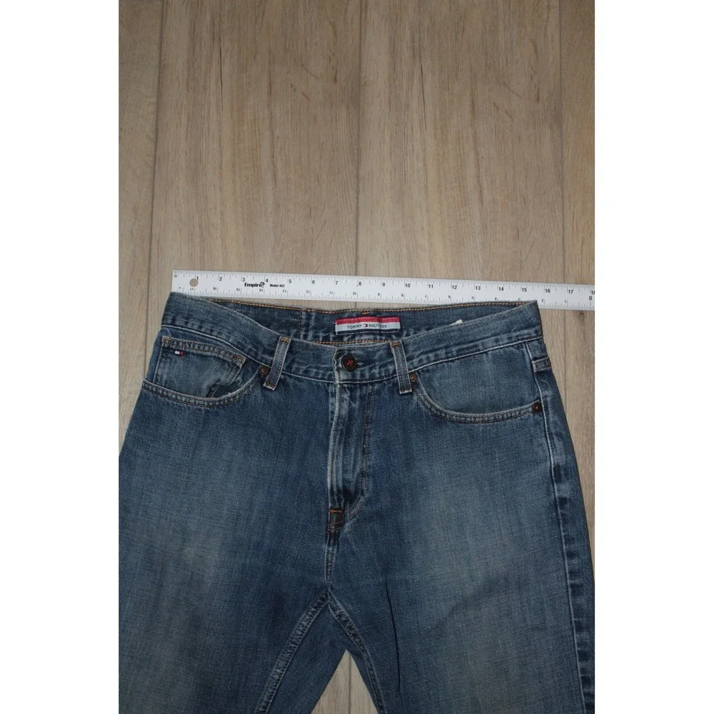 Tommy Hilfiger Mens Medium Wash Straight Leg Denim Jeans Blue 32x32 Rigid Cotton
